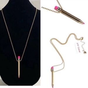 Betsey Johnson Gold and Pink Pencil Necklace‎